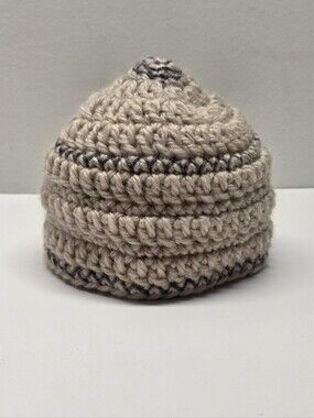 Handmade Newborn Crocheted Wool Hat With Embroidery Neutral Bohemian Unisex